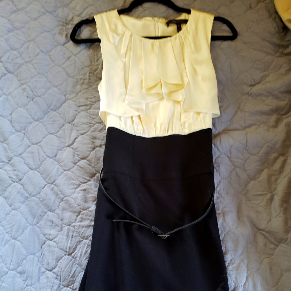 Black and cream BCBG dress with belt